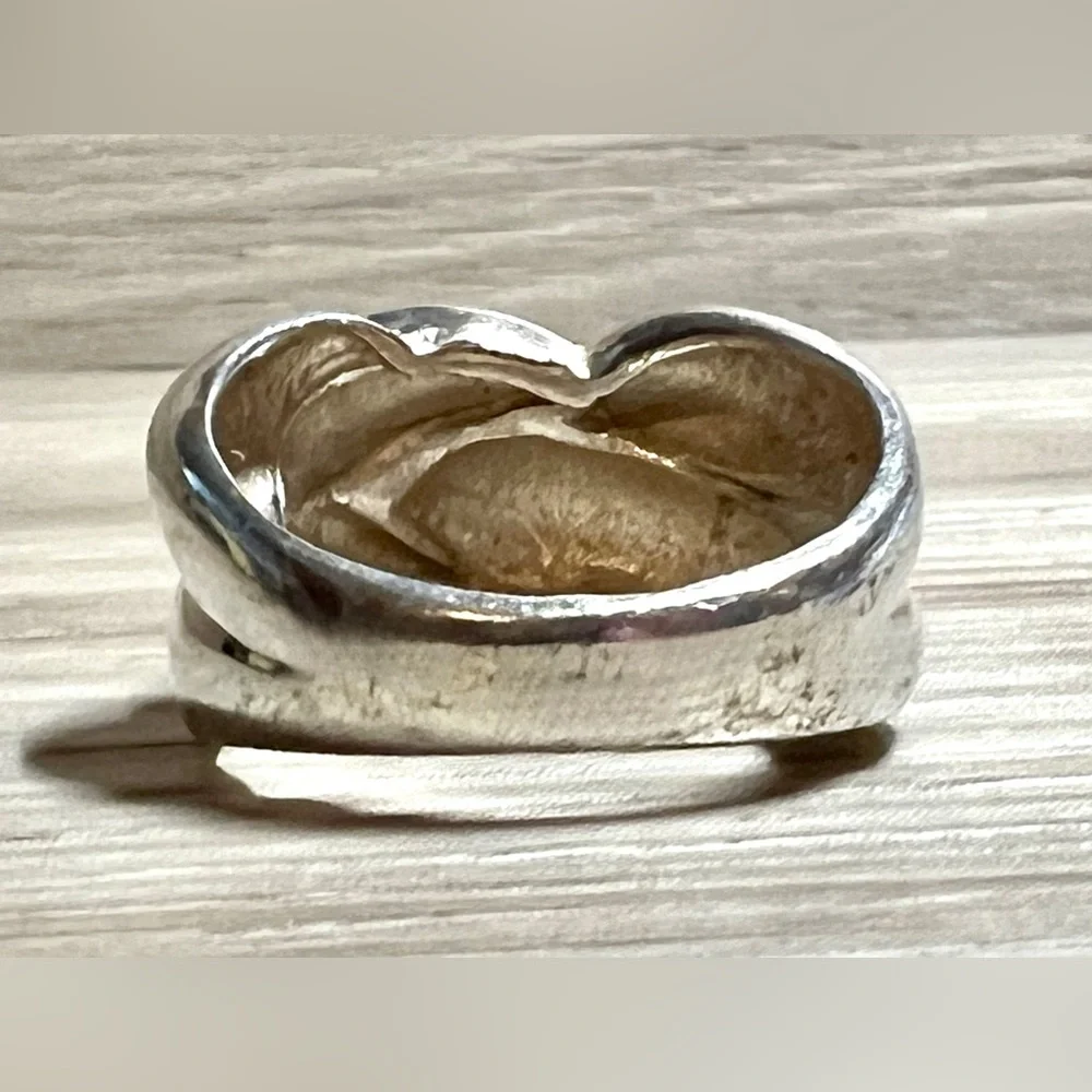 Vintage Designer Signed (M) Sterling Silver Smooth Knot Band Ring, Size 6, 4.6g